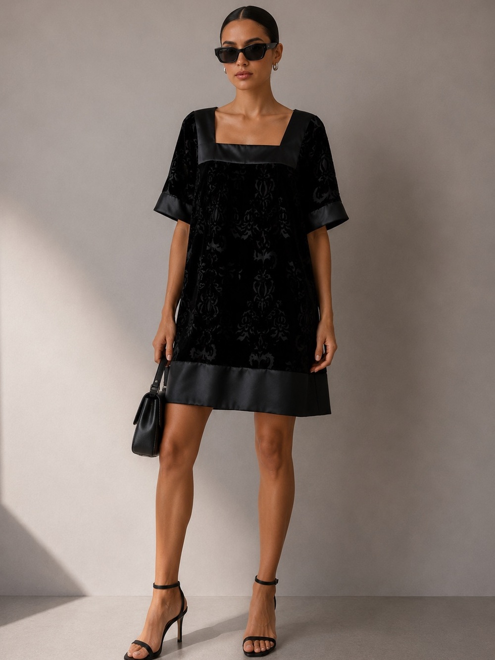 Max & Cleo silk blend black dress